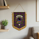 MacDonnell of Glengarry Modern Tartan Crest Wall Hanging Banner - Wood Pole